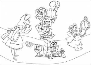 Раскраска Алиса и Чеширский Кот