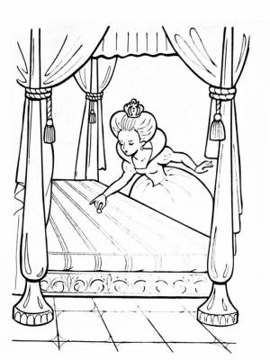 Раскраска Принцесса на горошине  онлайн