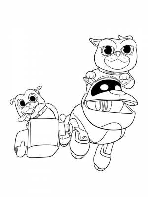 Раскраска Дружные мопсы  для девочек