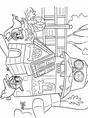 Раскраска Дружные мопсы  для детей