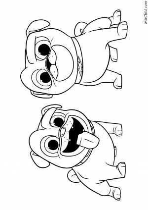 Раскраска дружные мопсы