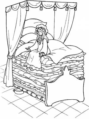 Раскраски Принцесса на горошине   в формате