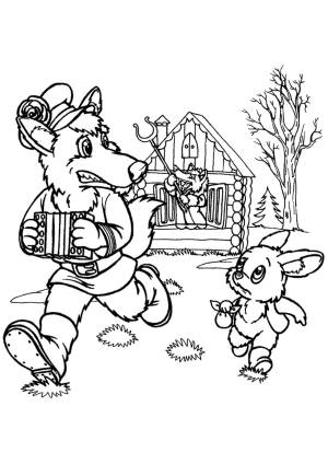 Заюшкина избушка раскраска для детей