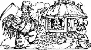 Раскраски дом зайца и лисы