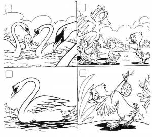Раскраски Раскраска Гадкий утенок стал прекрасным лебедем Сказки