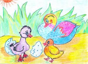 Рисунок гадкий утенок карандашом