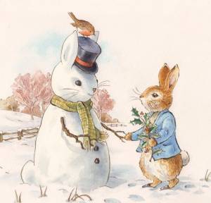 Кролик зимой рисунок