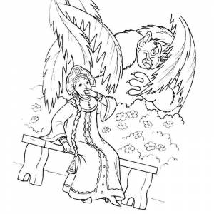 Раскраска Аленький цветочек купеческая дочь и чудище