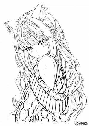 Раскраска Аниме девушка волчица