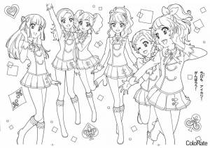 Раскраска Компания девушек из аниме