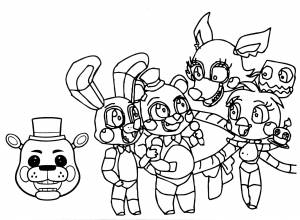 Раскраска Аниматроники радуются