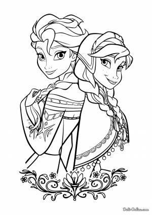 Раскраска Эльза и Анна из Холодного сердца