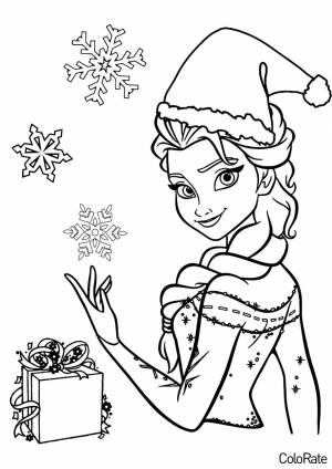 Раскраска Новогодняя Эльза