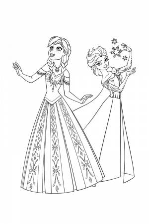 Раскраска Холодное сердце принцессы Анна и Эльза