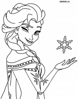 Раскраска Холодное сердце Эльза подмигивает