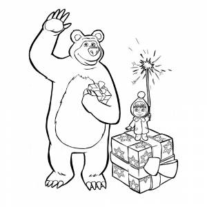 Раскраска Маша и медведь прощаются