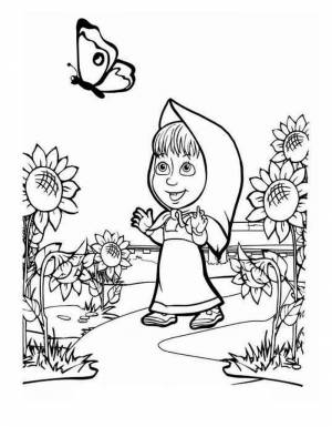 Раскраска Маша и медведь