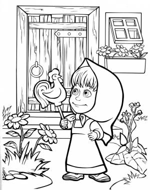 Раскраски медведь, Раскраска маша с леденцом Маша и медведь