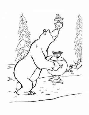 Раскраска Маша И Медведь