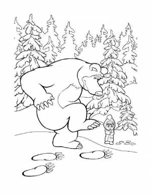 Раскраска Маша и медведь