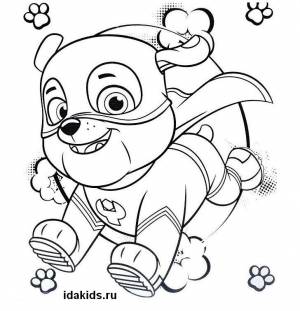 Раскраска Щенячий Патруль Крепыш в плаще