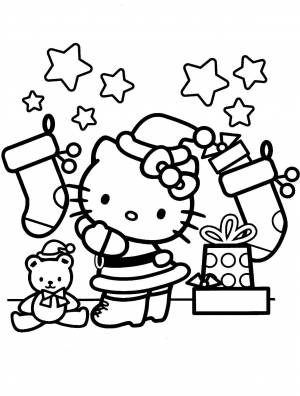 Раскраска «Китти украшает свой дом»