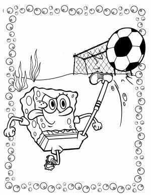 Раскраска Губка Боб и футбол