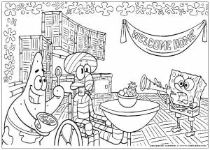 Раскраски три, Раскраска Раскраска Вечеринка Раскраска Патрик и Губка Боб Sponge Bob Squarepants Спанч боб