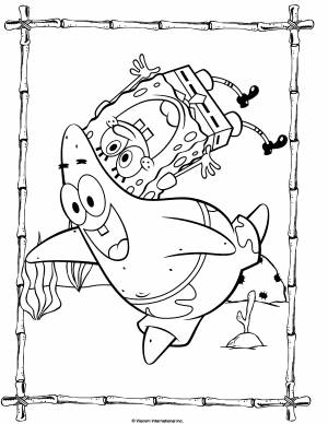 Раскраска Губка Боб и Патрик веселятся