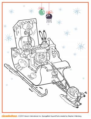 Новогодняя раскраска Губка Боб и его друзья