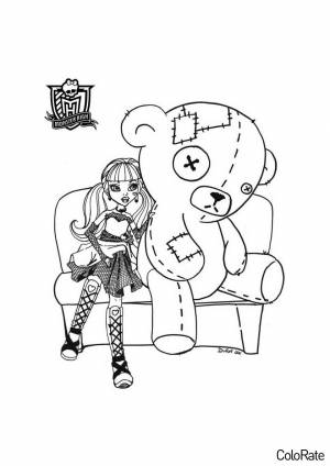 Раскраска Дракулаура с игрушечным медведем