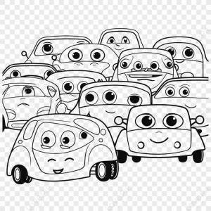раскраски для малышей и машинки с мультяшными лицами вектор,структура страницы,мультфильм,белый изображение_Фото номер 380534241_EPS Формат изображения_ru