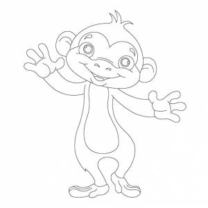Симпатичная маленькая обезьянка наброски страницы раскраски для детей животных книжка-раскраска мультфильм векторные иллюстрации