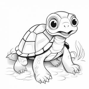 Раскраски для детей очаровательная черепаха очень простой стиль мультфильма