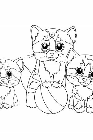 Раскраска три котенка с мячом ♥ Онлайн и !