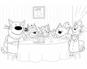 Раскраска Три кота вся семья