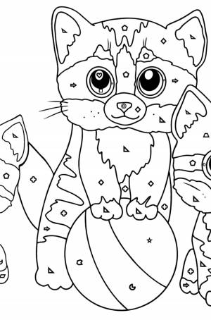 Раскраска три котенка с мячом ♥ Онлайн и !