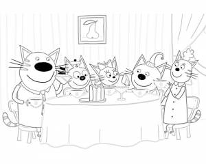 Раскраска Три кота вся семья