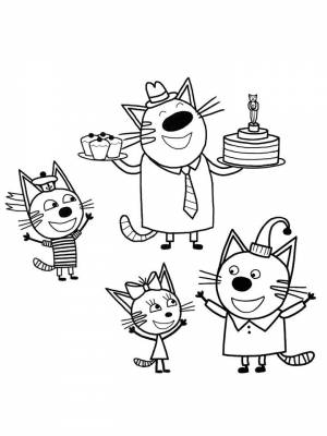 Раскраски Три кота   в формате