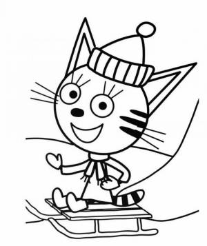 Три кота новогодняя раскраска