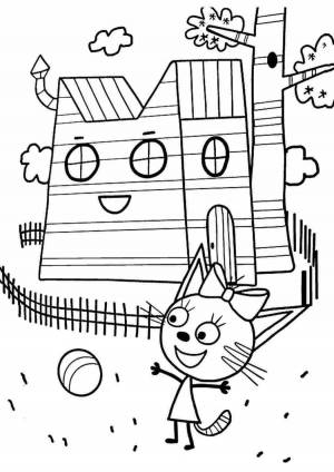 Три кота домик раскраска