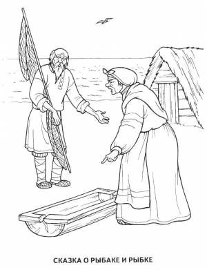 Раскраски Раскраска Сказка о рыбаке и рыбке Сказки сказка