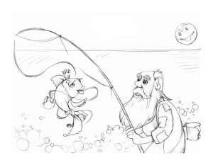 Раскраска Сказка О Рыбаке И Рыбке