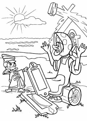 СКАЗКА О РЫБАКЕ И РЫБКЕ  РАСКРАСКИ