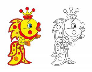 Раскраски Золотая рыбка  и  онлайн