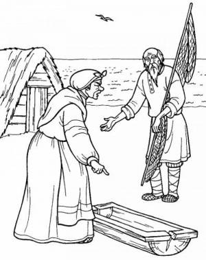 Раскраски Сказка о рыбаке и рыбке