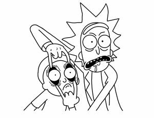 Рик и морти рисунок черно белый