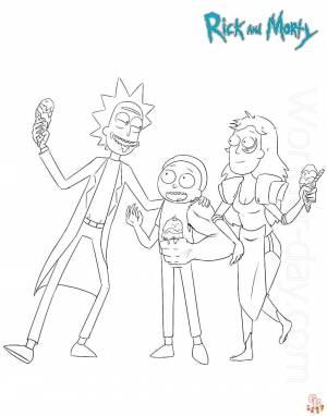 Проявите творческий подход с Риком и Морти Раскраски