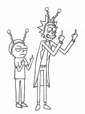 Картинка Рик и Морти раскраска  для детей