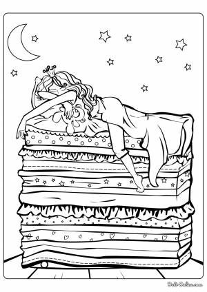 Раскраска Принцесса на горошине